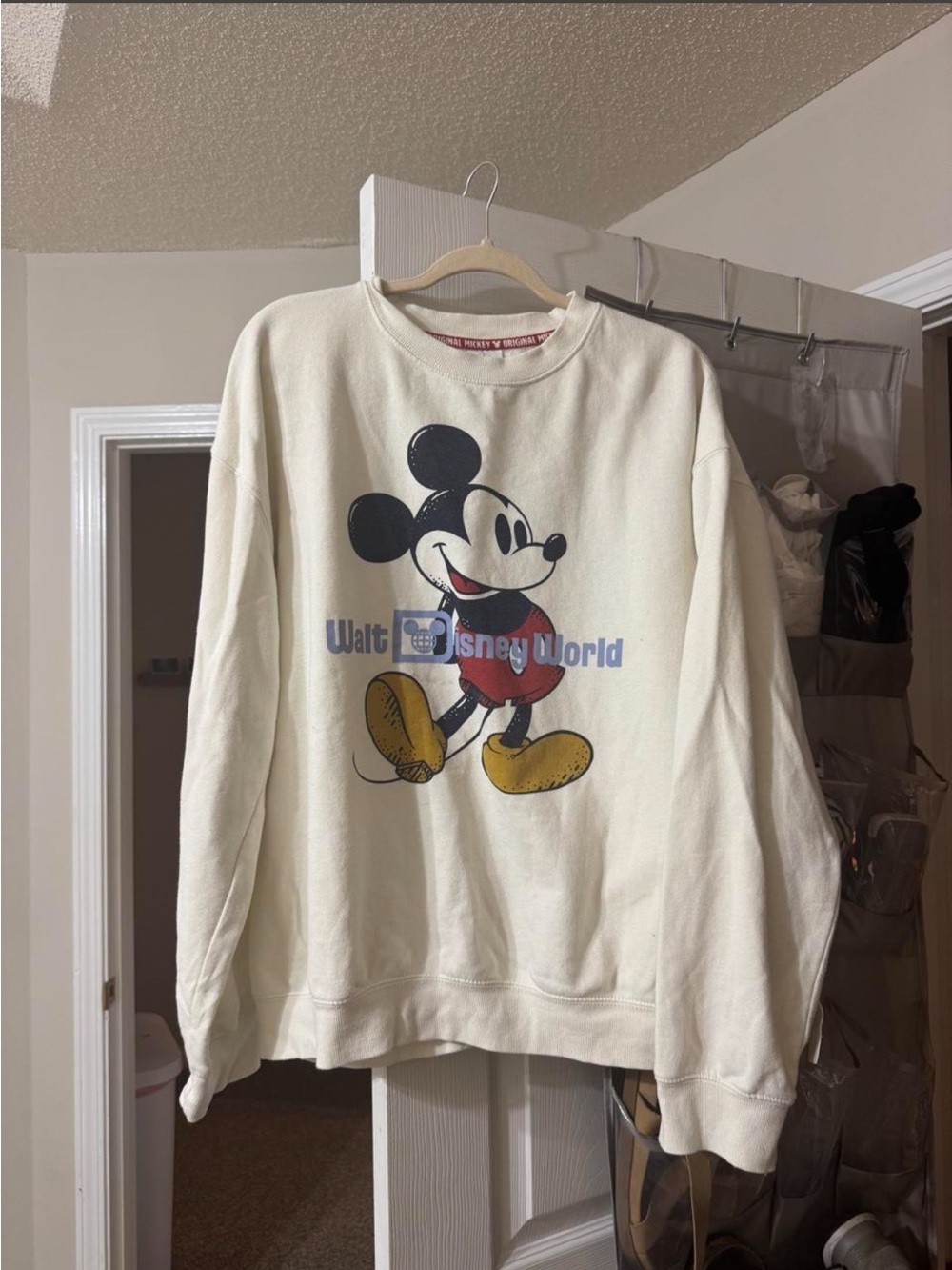 Walt Disney World Cream Mickey Graphic Crewneck Sweatshirt